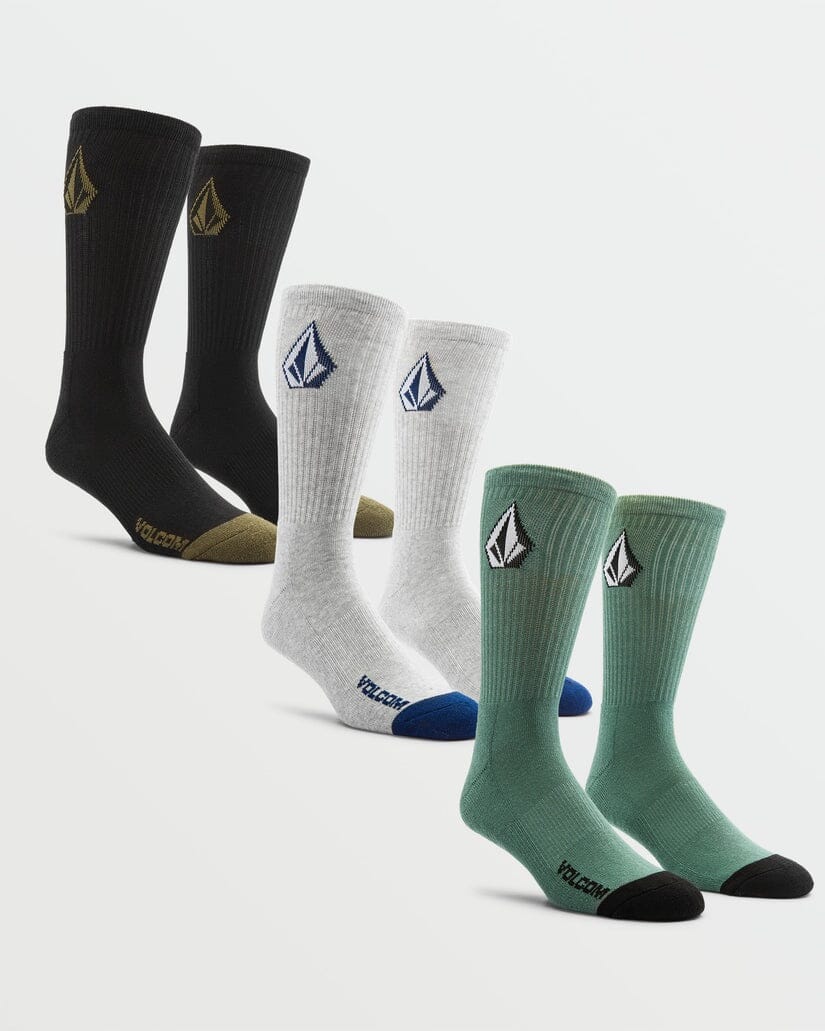 Volcom Full Stone 3 Pack Socks - Petro