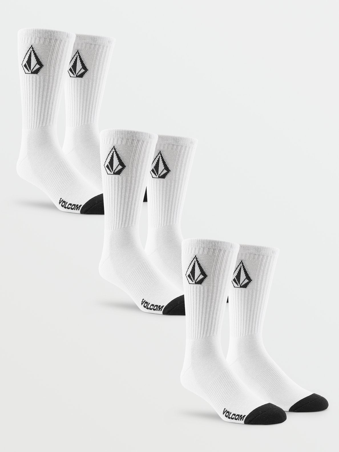 VOLCOM FULL STONE SOCKS 3PK WHITE OS