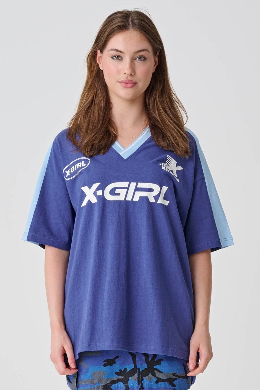 X-Girl Sport V Neck Relaxed T-Shirt