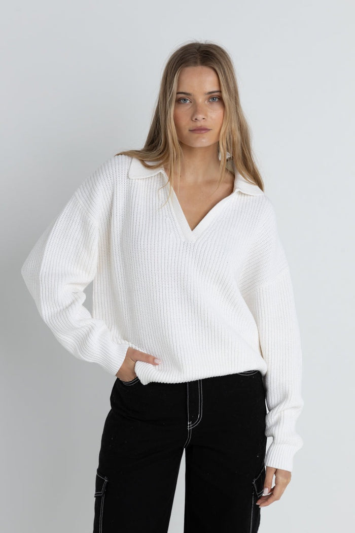 Rhythm Muse V-Neck Collared Jumper