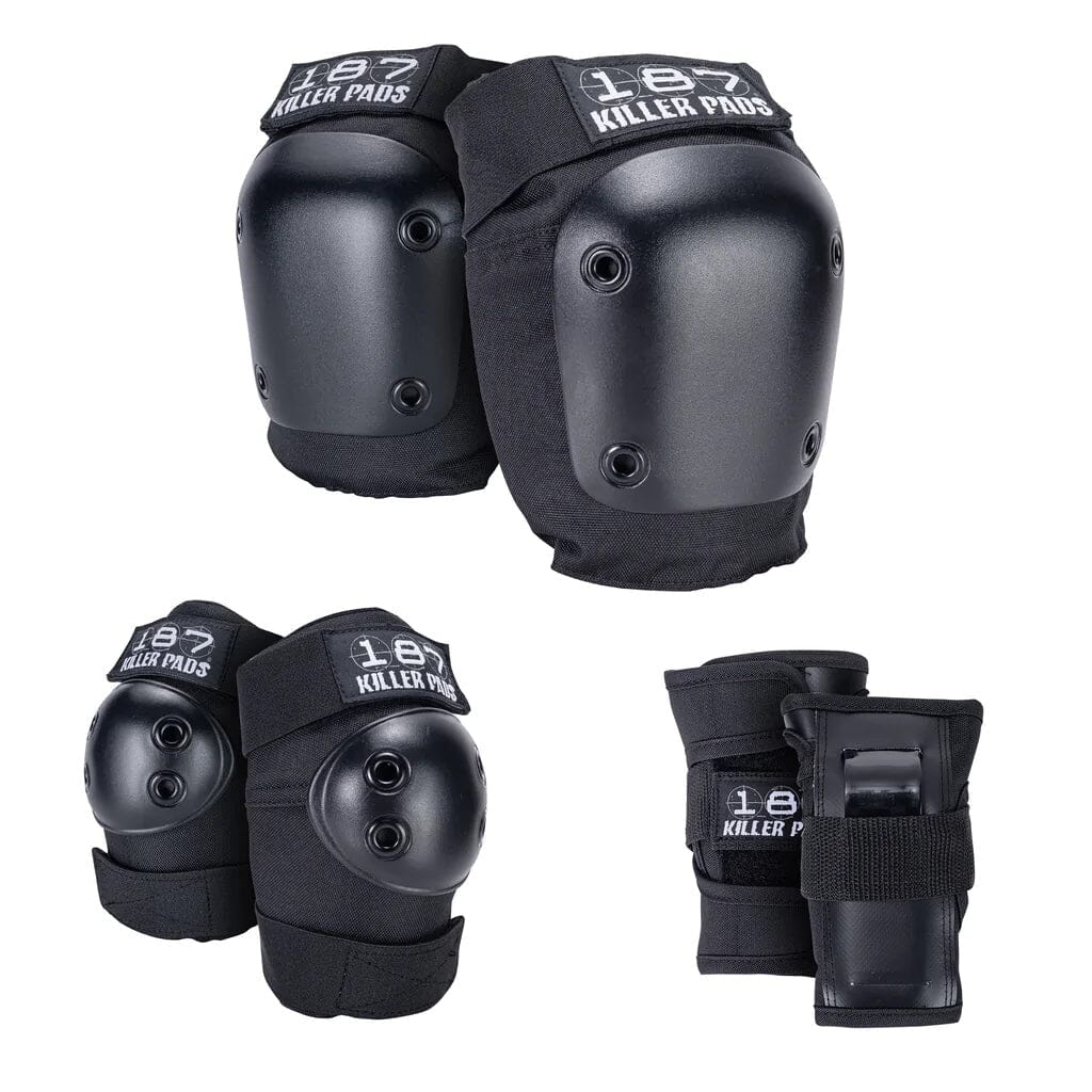187 Six Pack Junior Skate Pads - Black