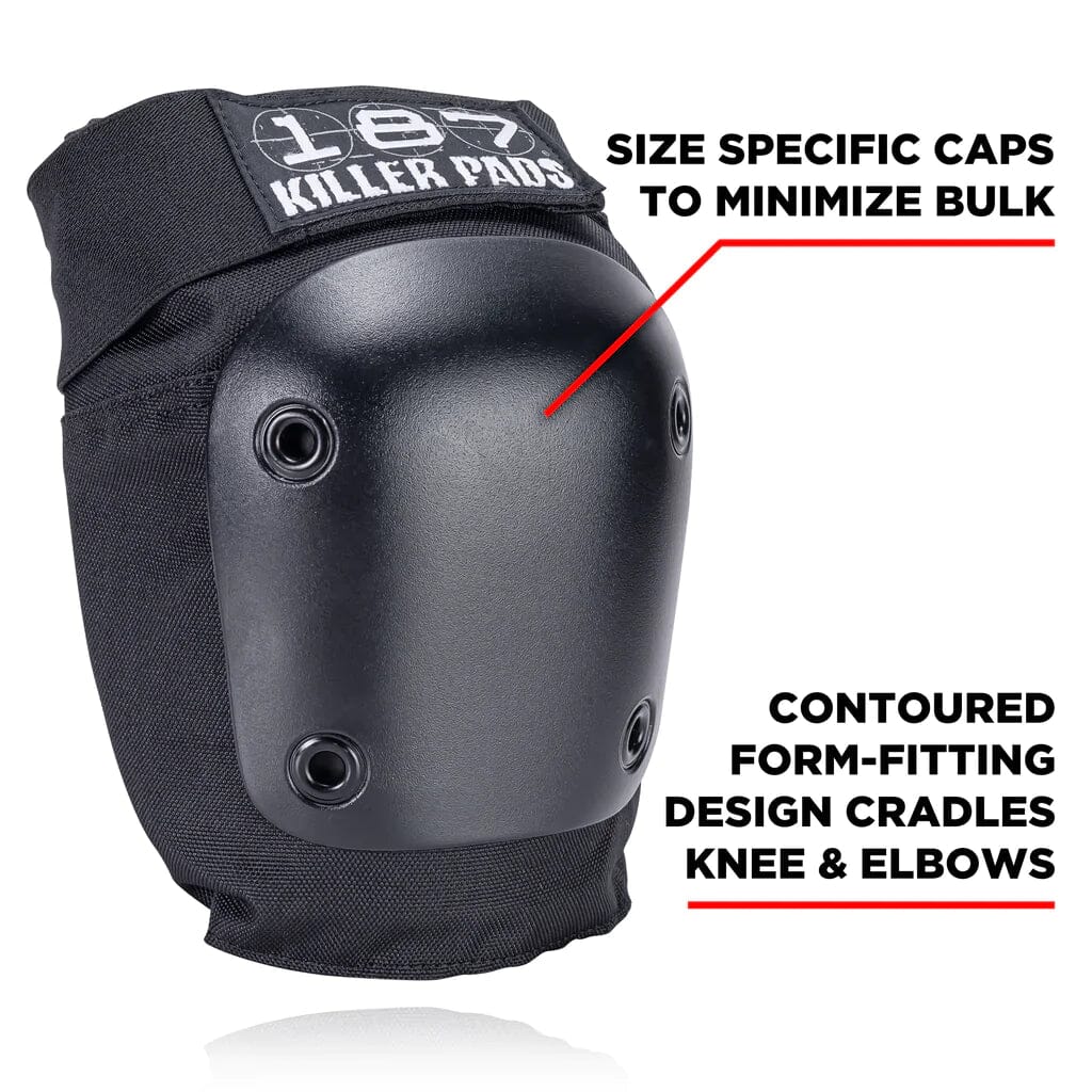 187 Six Pack Junior Skate Pads - Black