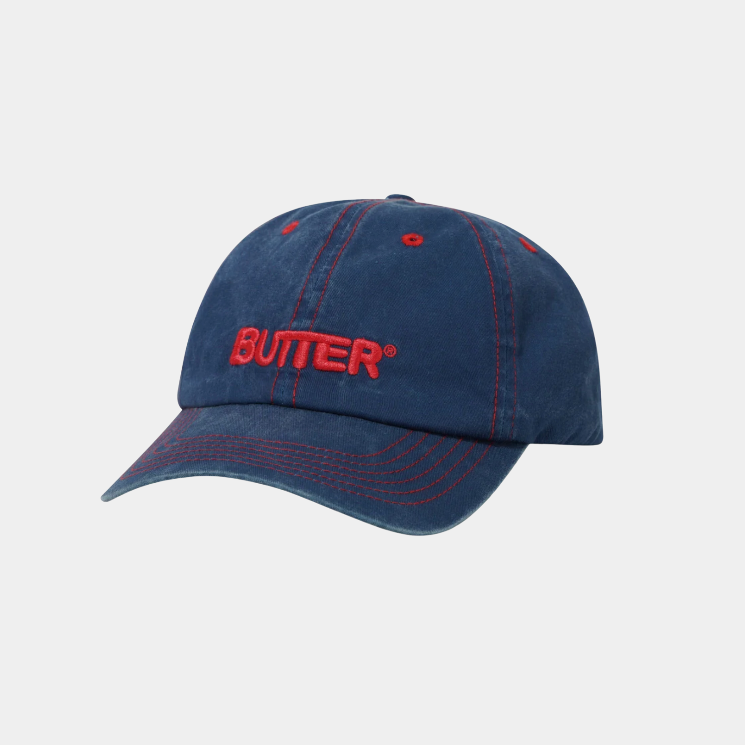 Butter Goods Rounded Logo 6 Panel Cap - Washed Navy