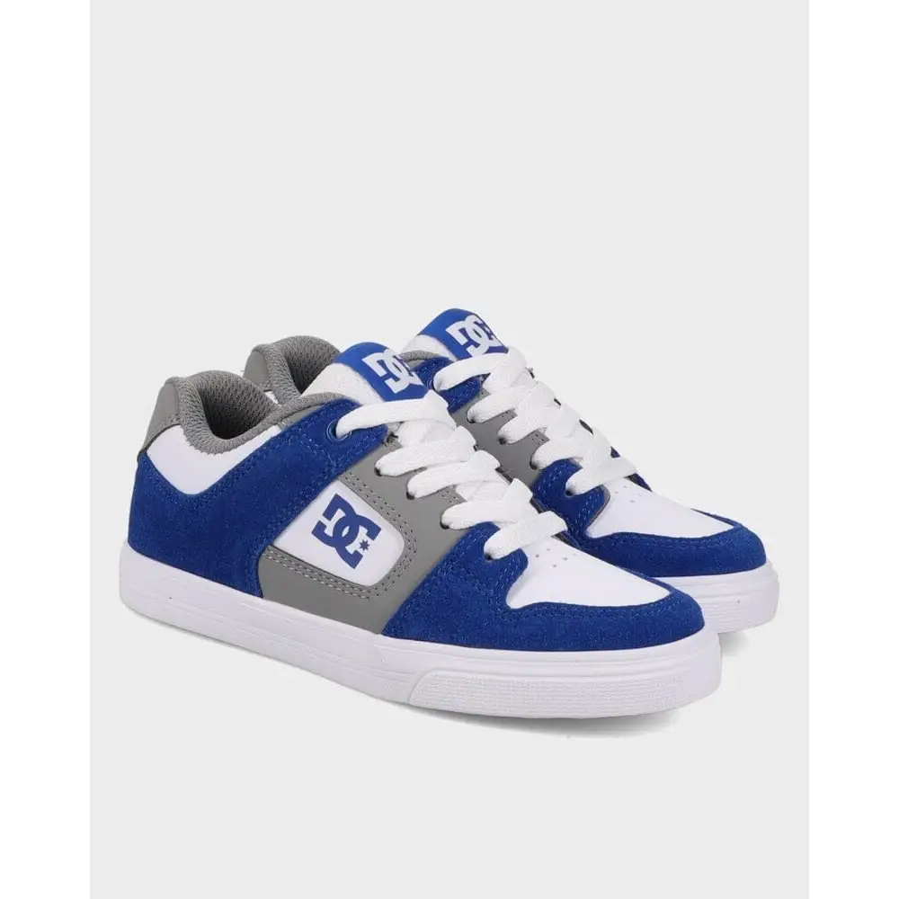 DC Pure Youth Skate Shoes - White / Blue / Grey