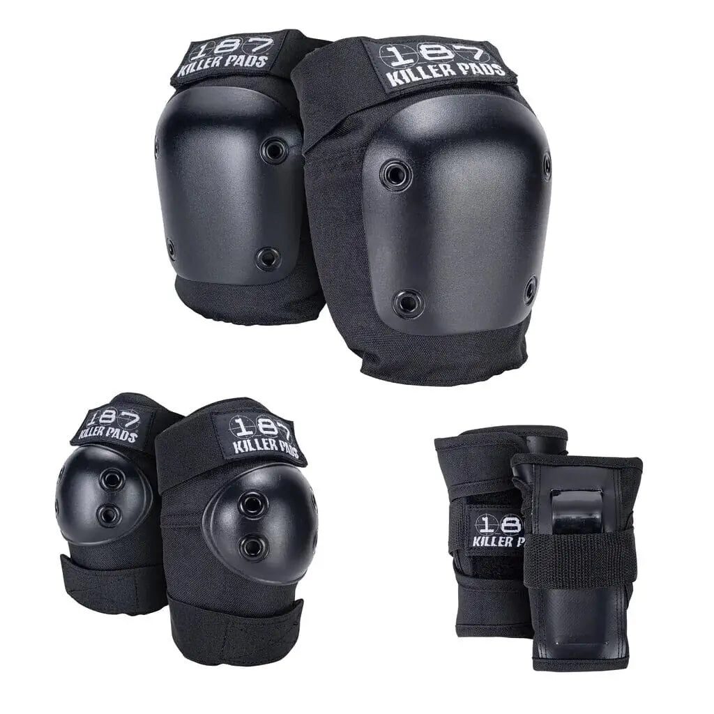 187 Six Pack Junior Skate Pads - Black