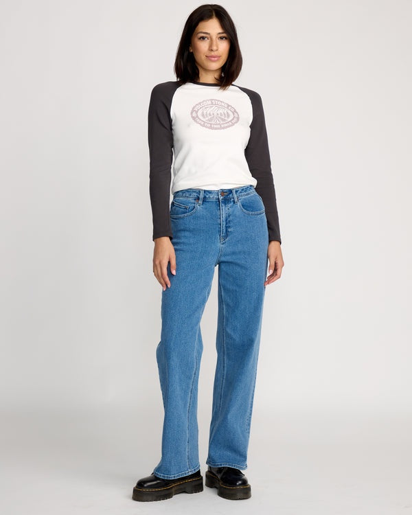 Volcom Stoned Boyfriend Hirise Jeans - Deep River Blues
