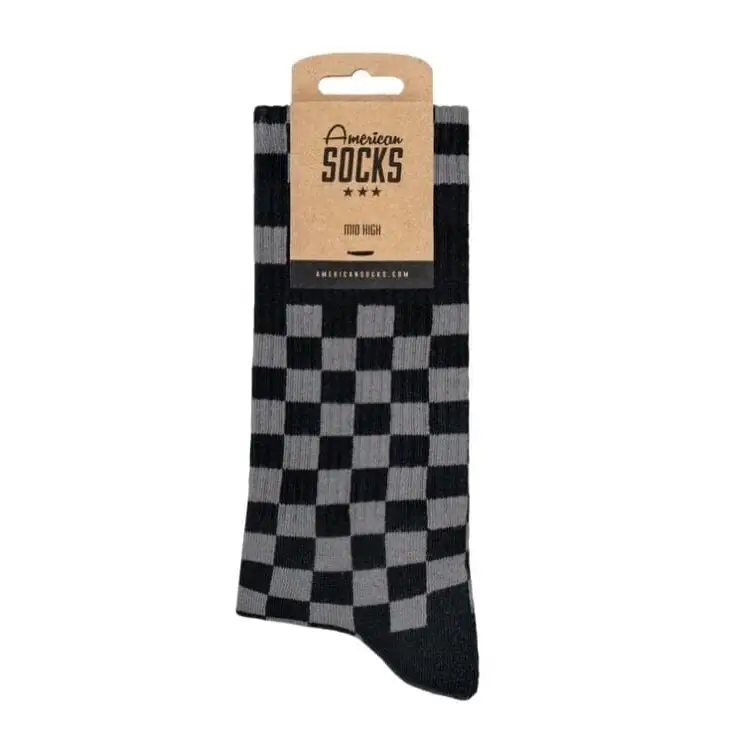 American Socks Checkerboard Black / Grey - Mid High