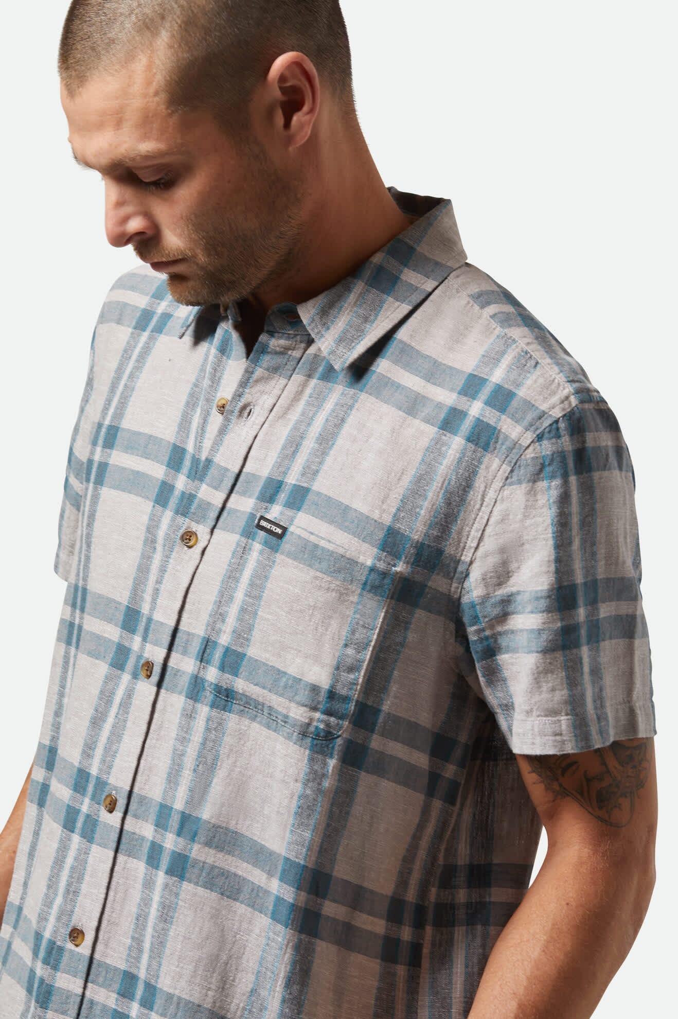 Brixton Charter Linen Blend Short Sleeve Shirt