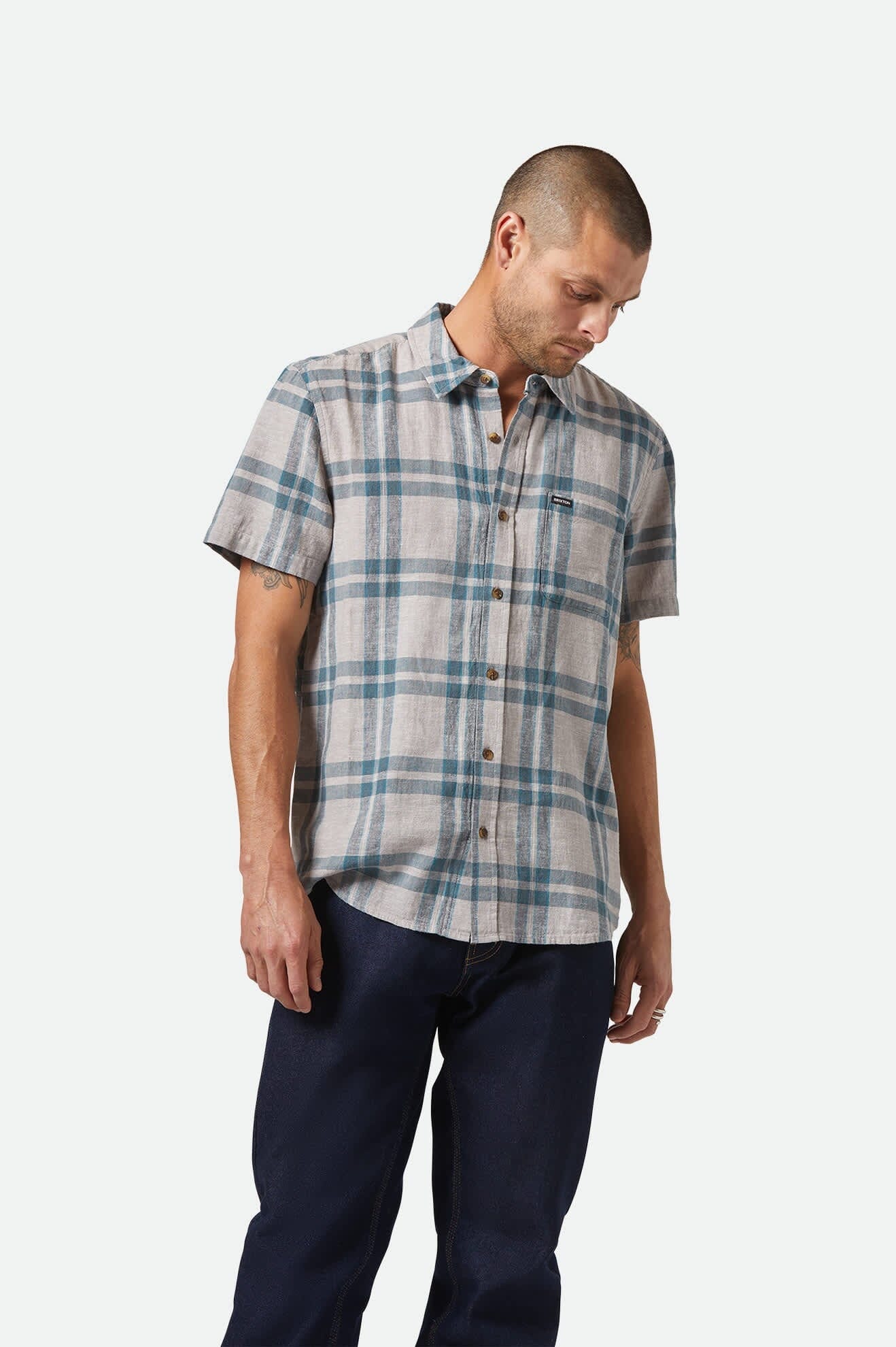 Brixton Charter Linen Blend Short Sleeve Shirt