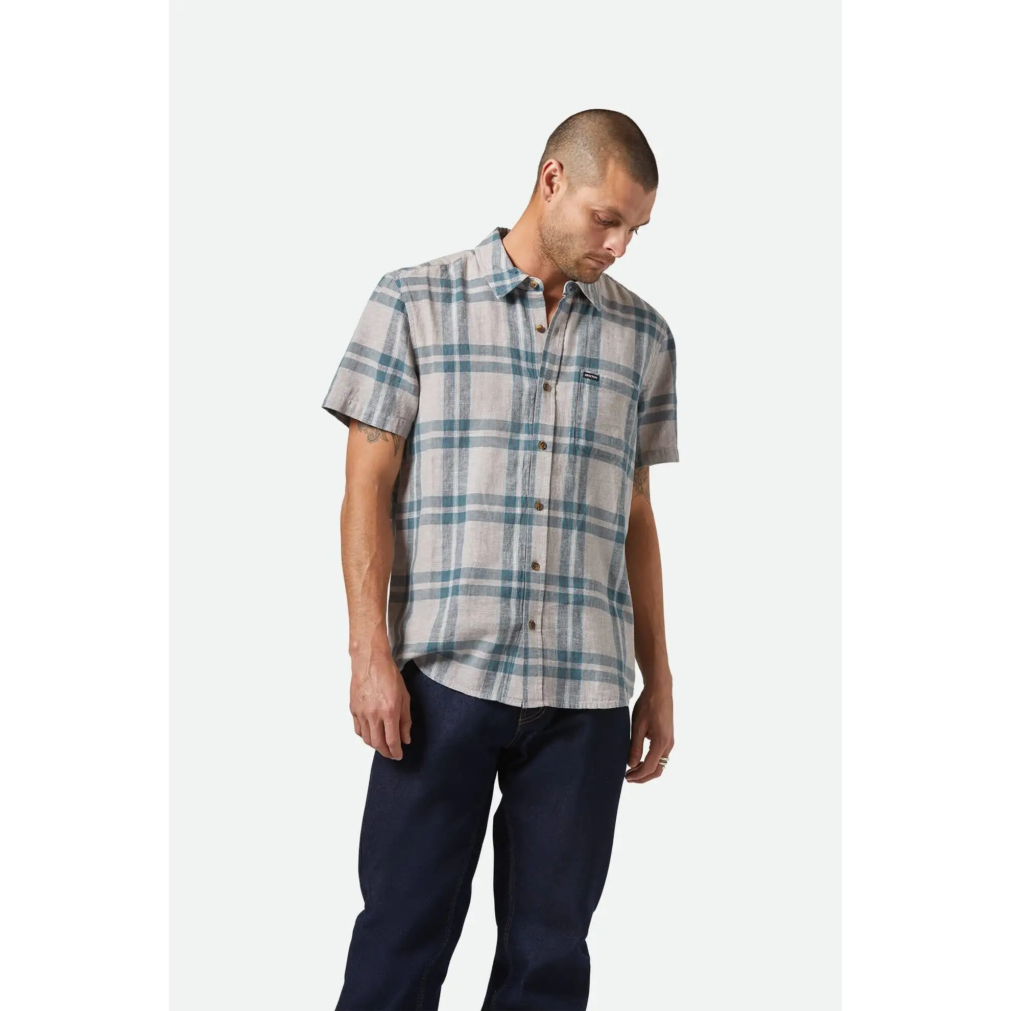 Brixton Charter Linen Blend Short Sleeve Shirt