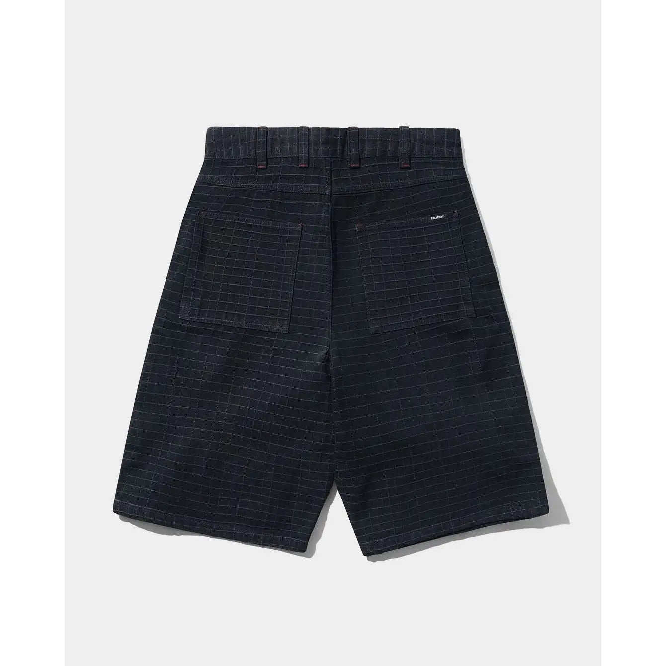 Butter Goods Big Grid Denim Shorts - Overdyed Black
