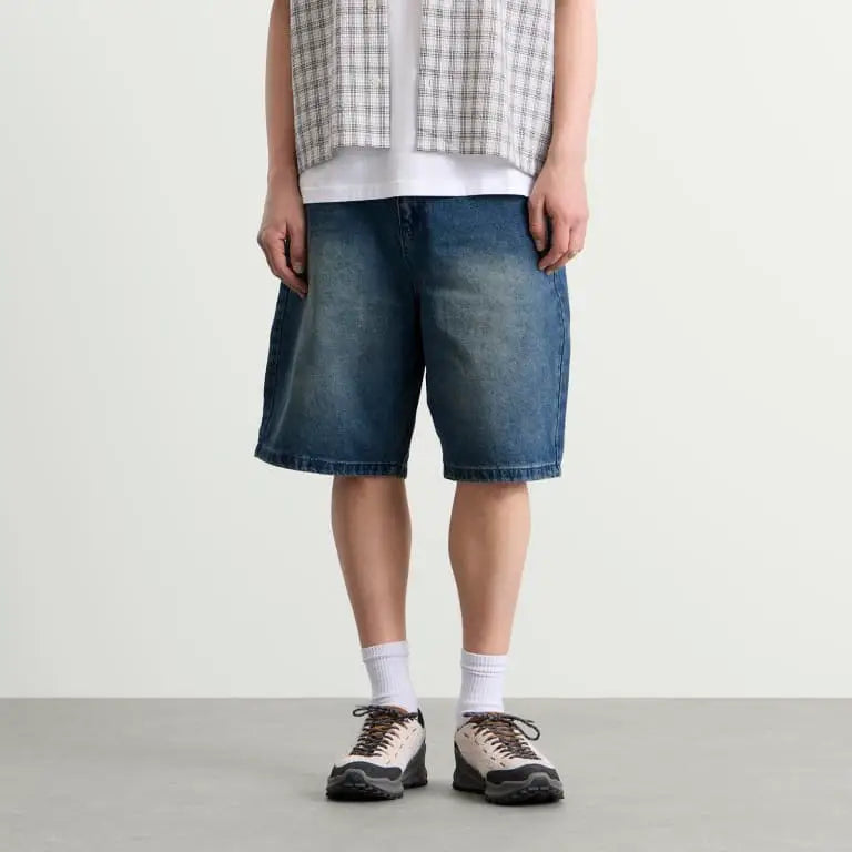 Butter Goods Drummer Baggy Denim Shorts - Stone Wash