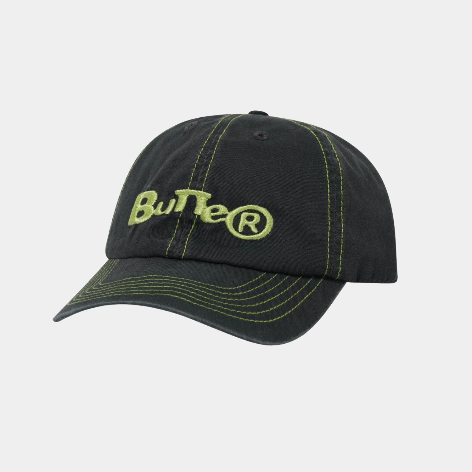 Butter Goods Registered 6 Panel Cap Washed Black 
