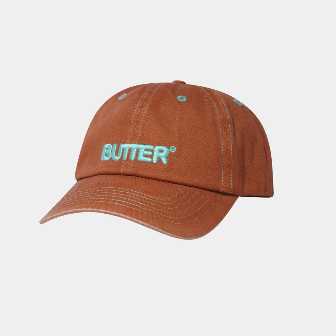 Butter Goods Rounded Logo 6 Panel Cap - Washed Sangria