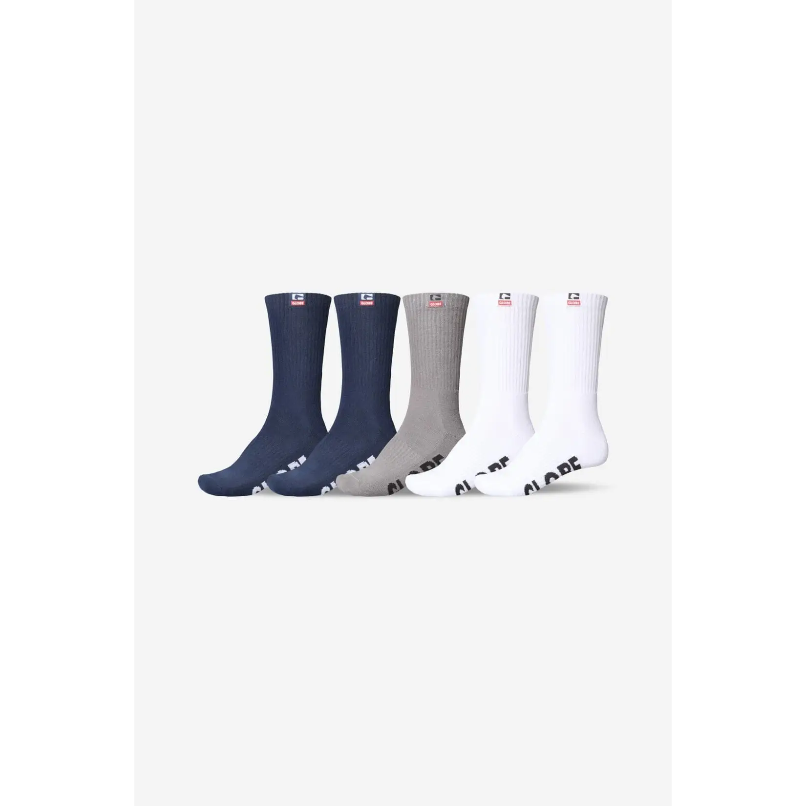 Globe Woven Logo Hi Crew 5 Pack Socks