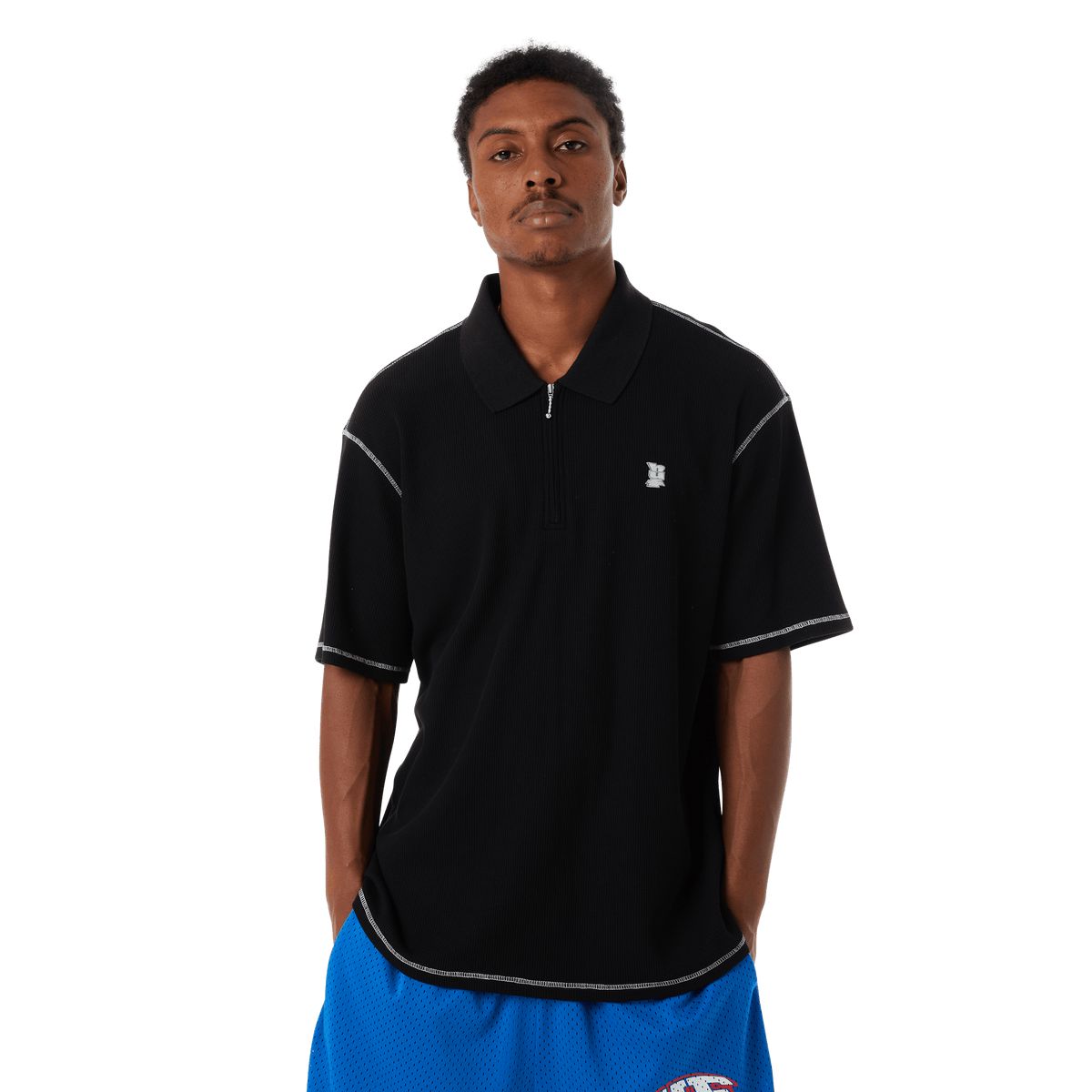 HUF Waffle Knit Contrast Polo Top