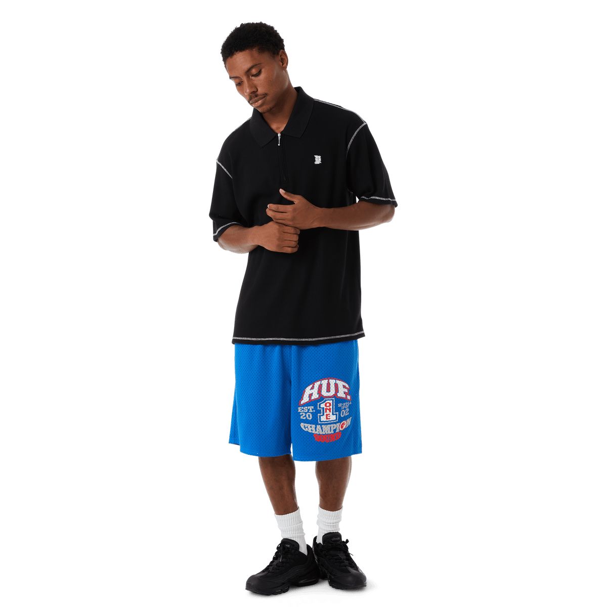 HUF Waffle Knit Contrast Polo Top