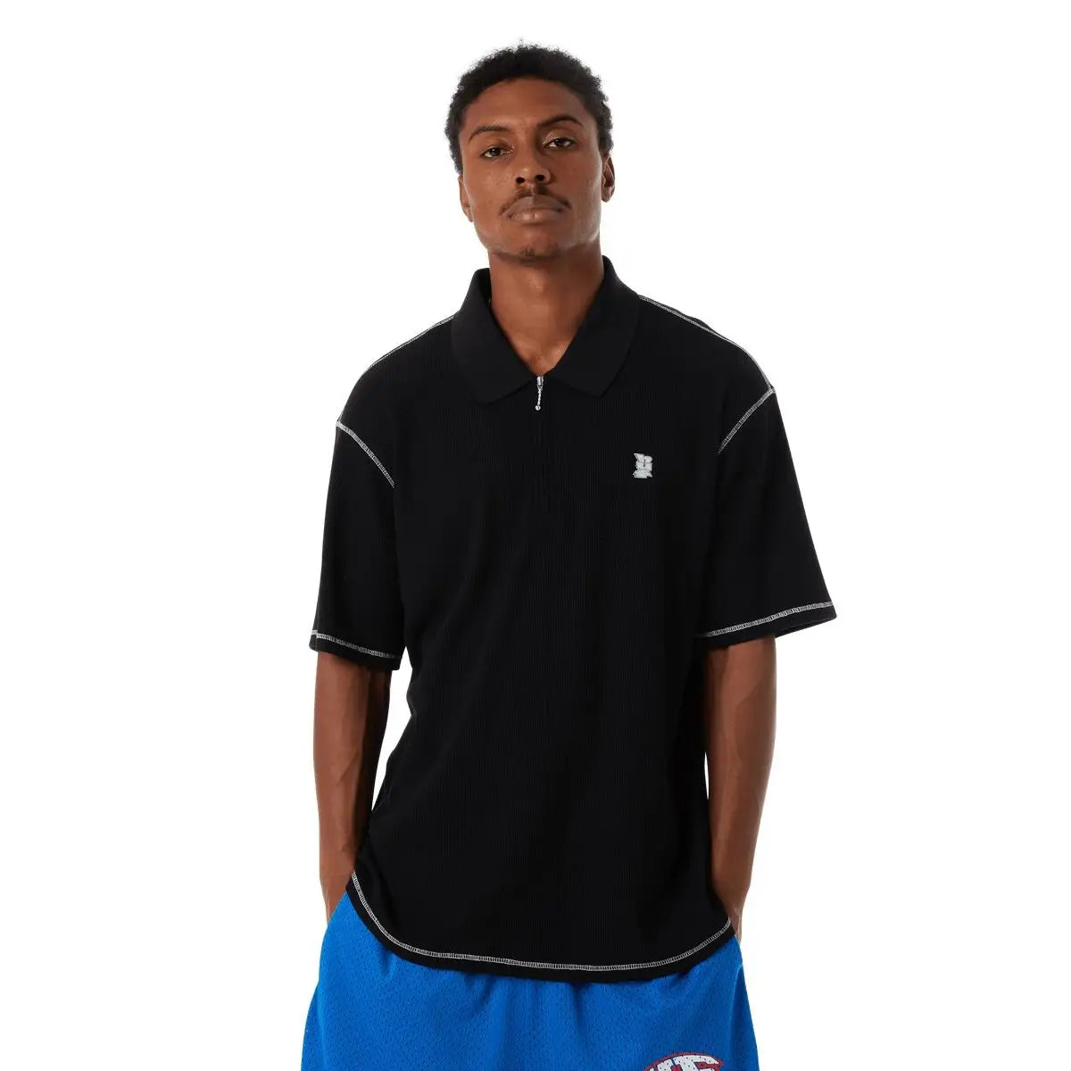 HUF Waffle Knit Contrast Polo Top