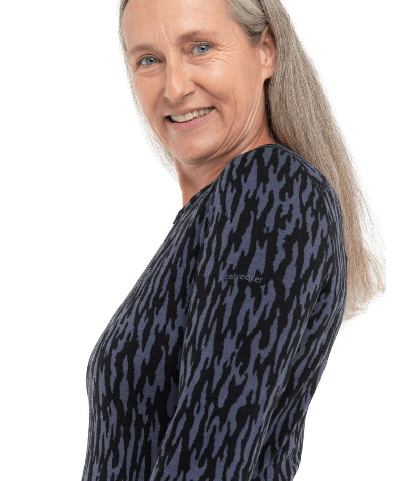 Icebreaker Womens Merino 260 Vertex Long Sleeve Crewe Glacial Flow 2024