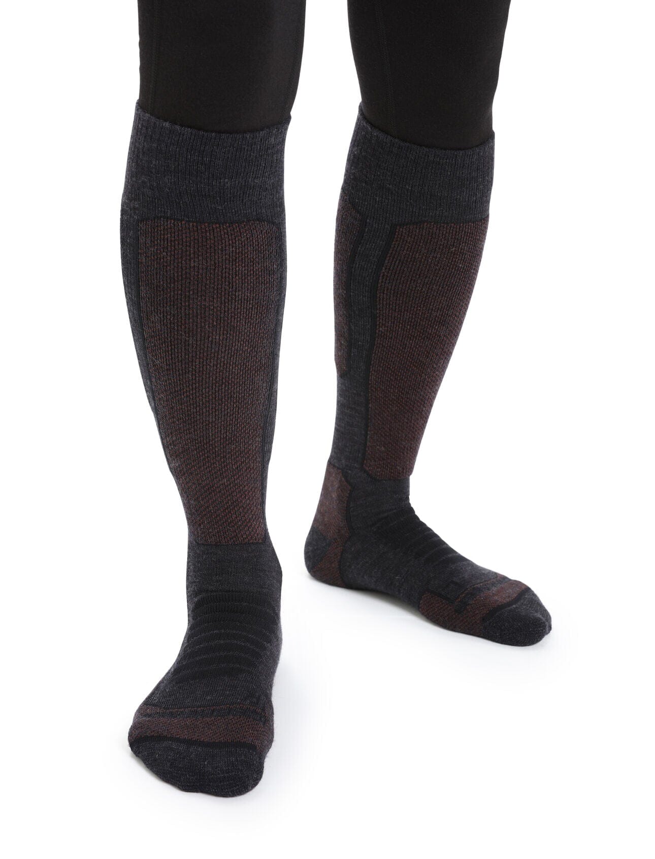 Icebreaker Womens Ski+ Medium Over The Calf Socks Jet Heather / Espresso S 