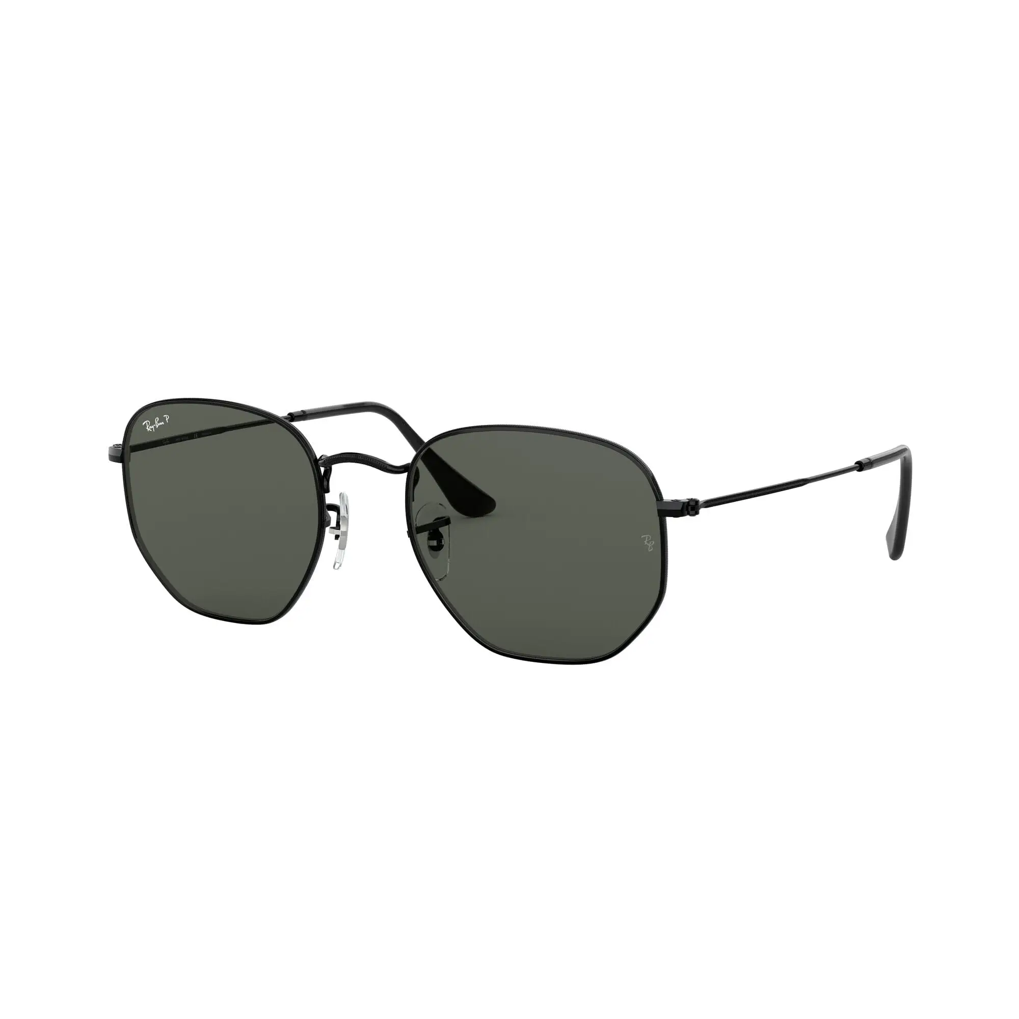 Ray-Ban Hexagonal Polarised Sunglasses Black / G-15 Green 