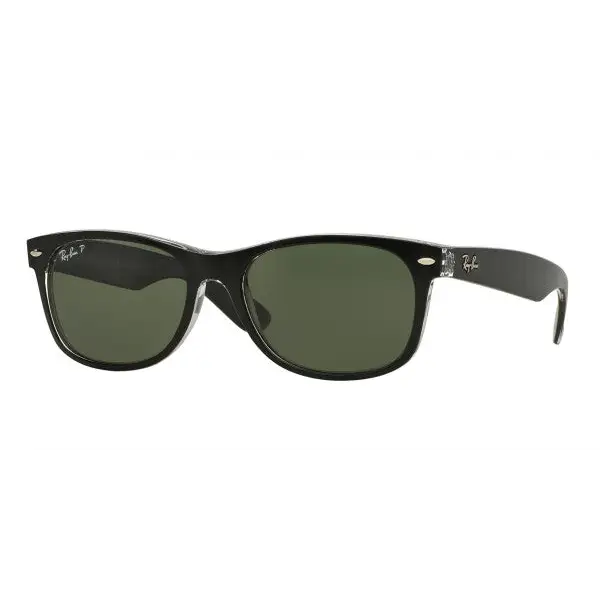Ray-Ban New Wayfarer Polarised Sunglasses Black w/ Green Polar 