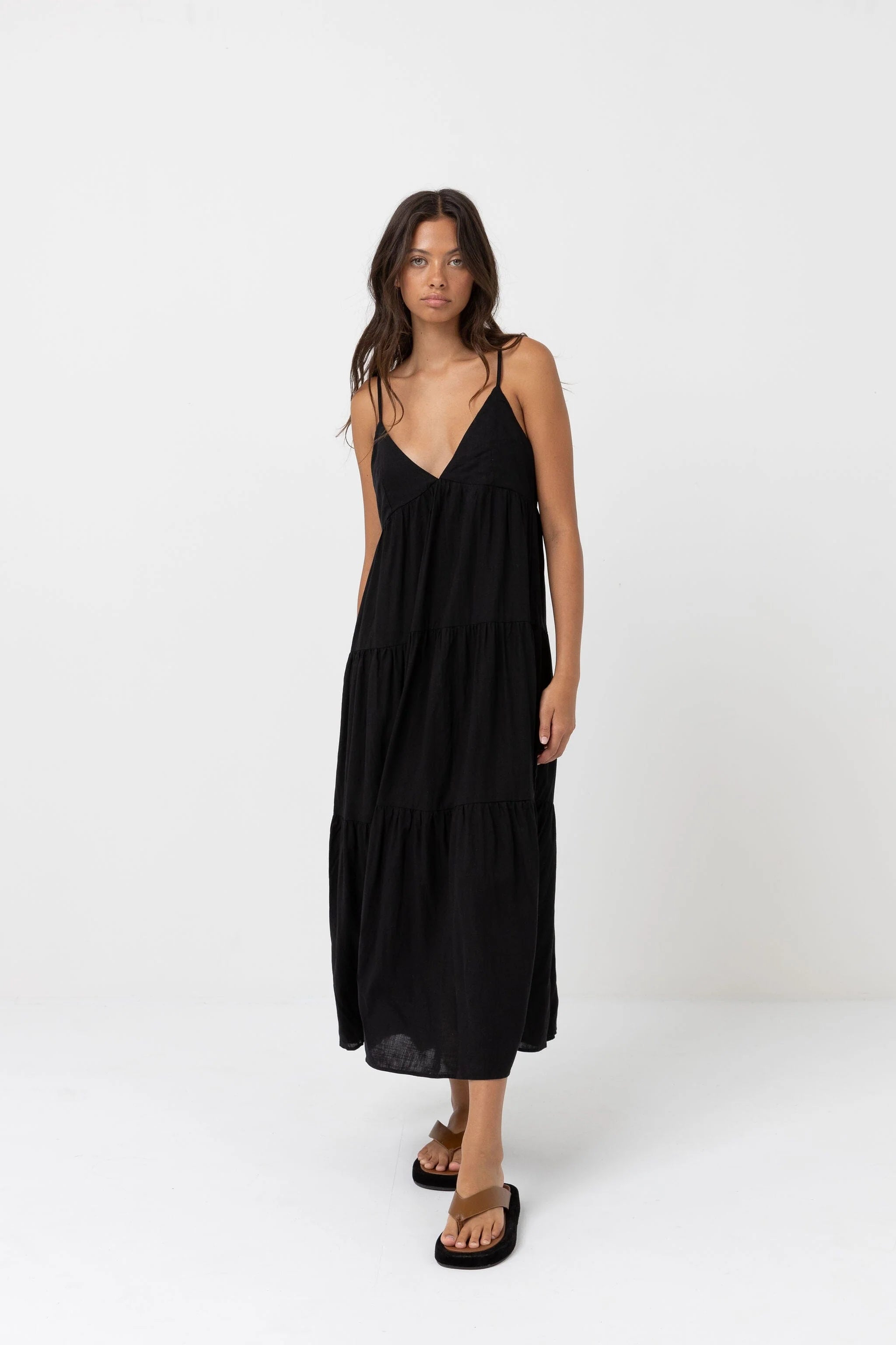 Rhythm  Classic Tiered Midi Dress