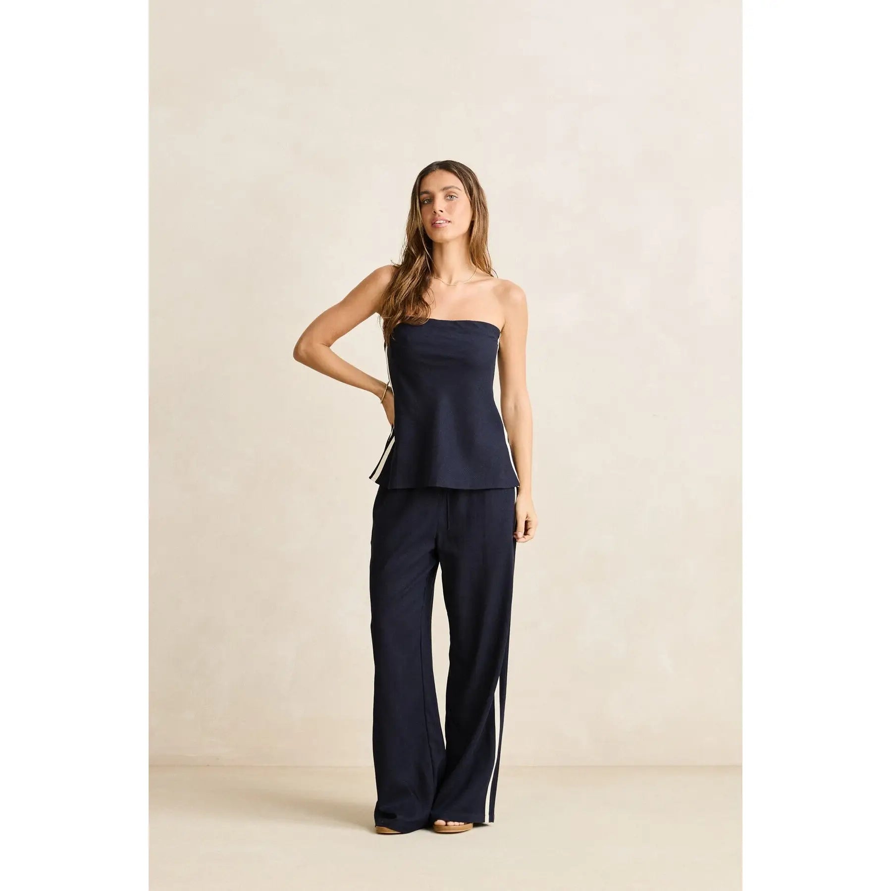 Rhythm Contrast Linen Strapless Top