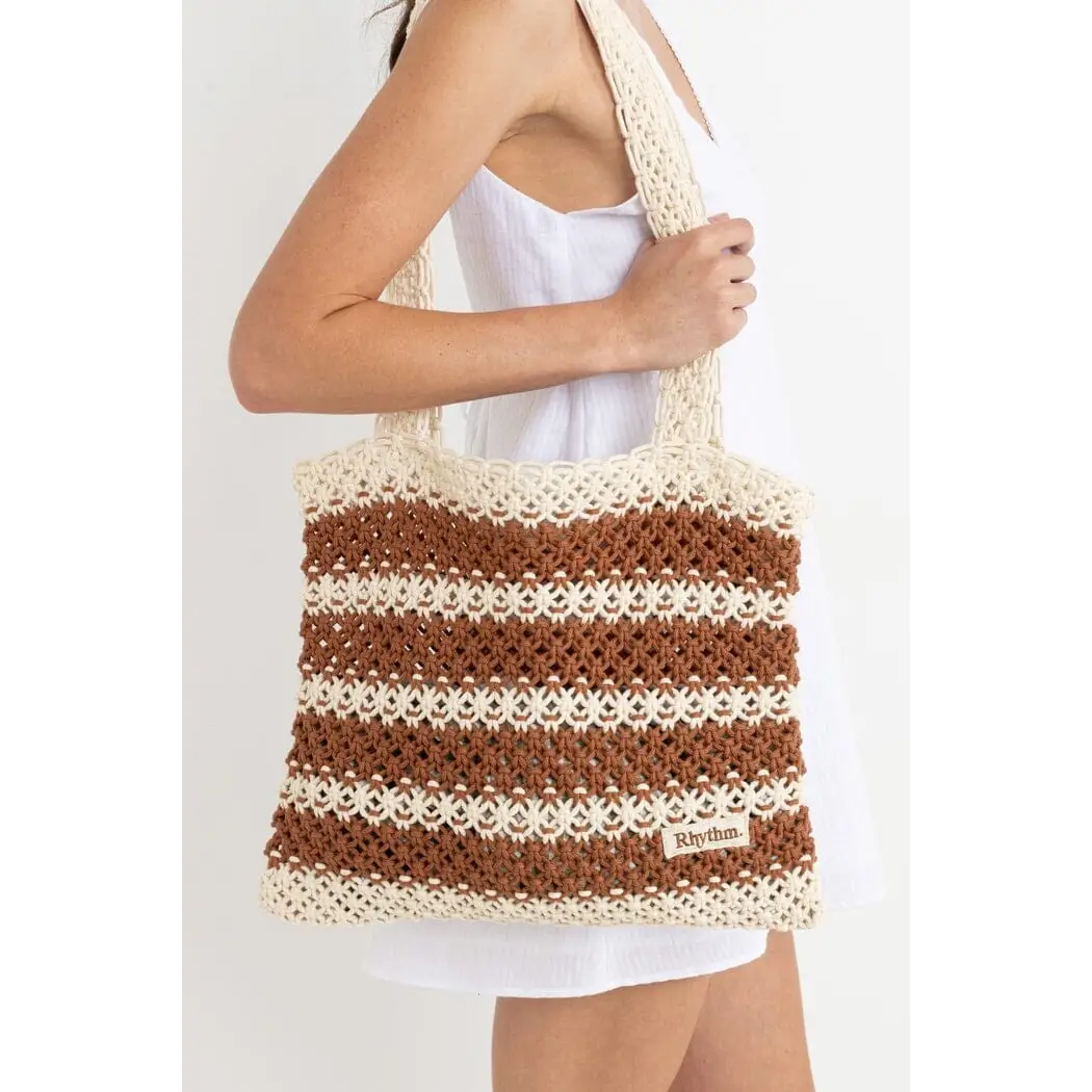Rhythm Cove Stripe Crochet Tote Bag