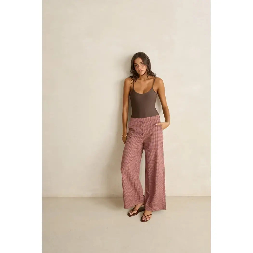 Rhythm Lucy Check Wide Leg Pants