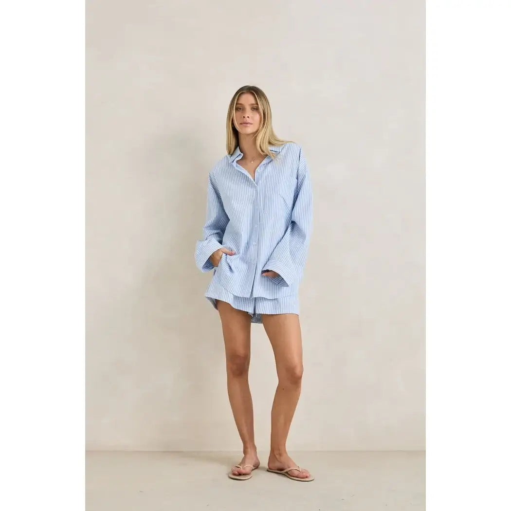 Rhythm Overswim Stripe Shirt - Blue
