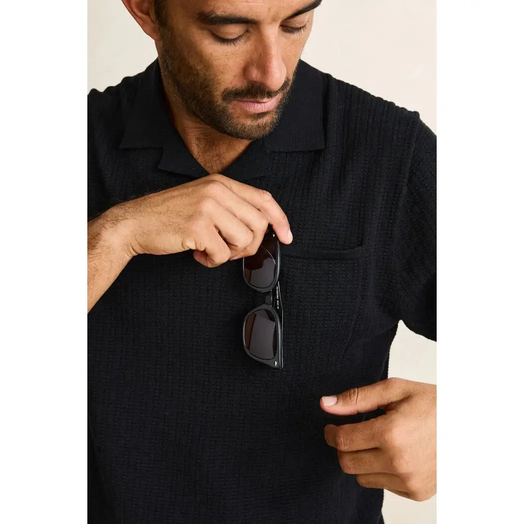 Rhythm Textured Knit Johnny Polo
