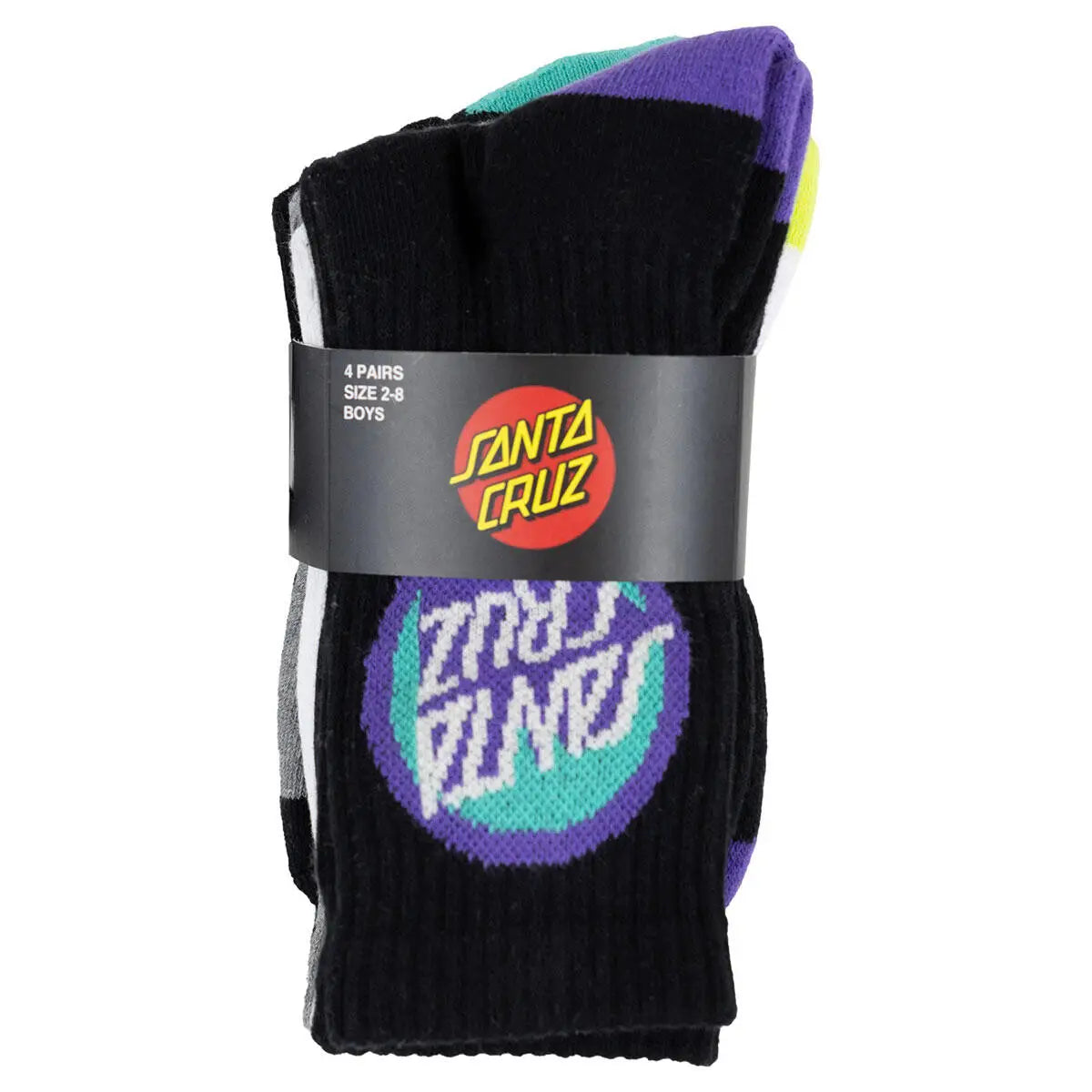 Santa Cruz Youth Bold Shadow Dot Crew 4 Pack Socks