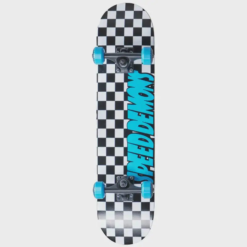 Speed Demons Checkers Complete Skateboard - Black / Blue