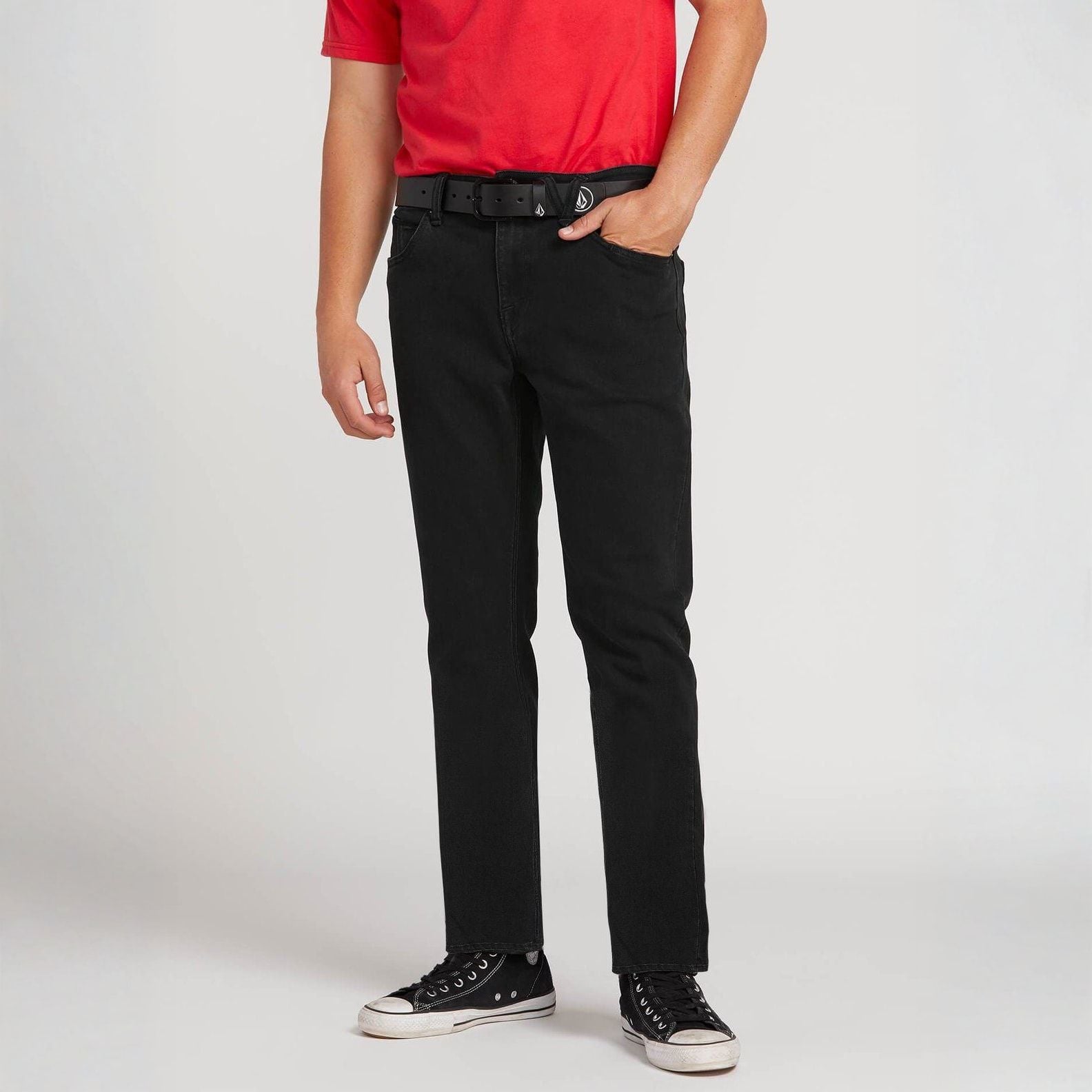VOLCOM SOLVER MODERN FIT JEANS Black on Black 34 