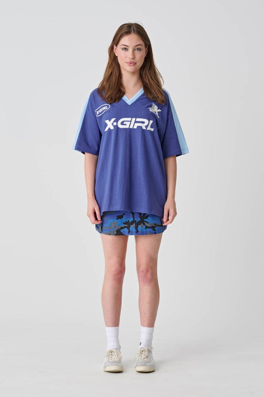 X-Girl Sport V Neck Relaxed T-Shirt