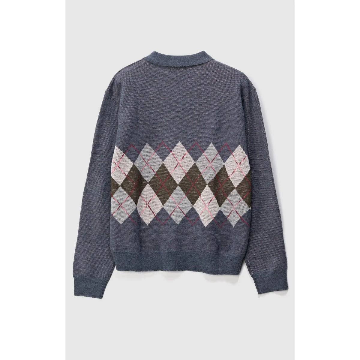 X-Large Argyle Knit Long Sleeve Polo